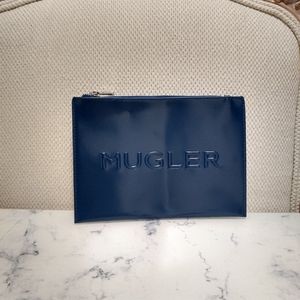 New Mugler Blue Flat Clutch Pouch Bag